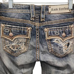 Rock Revival Women's Blue Distressed Betty Straight Stretch Jean Size 26
